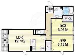 フォルトゥーナM 2LDKの間取図画像