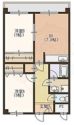 ルミエール2 2DKの間取図画像