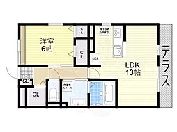 セジュールカルム 1LDKの間取図画像