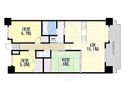 ロータリーマンション大津京アンダント 3LDKの間取図画像