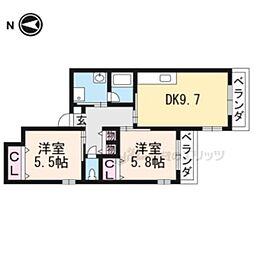 近鉄京都線 伏見駅 徒歩4分の賃貸マンション 5階2LDKの間取り