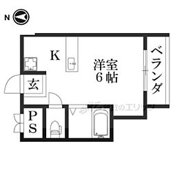 京阪京津線 四宮駅 徒歩6分の賃貸マンション 3階1Kの間取り