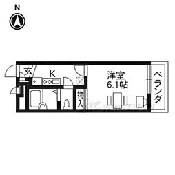 JR奈良線 宇治駅 徒歩9分の賃貸アパート 1階1Kの間取り