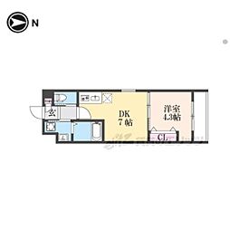 ARCA山科 5階1DKの間取り