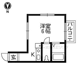 京阪本線 鳥羽街道駅 徒歩4分の賃貸マンション 3階ワンルームの間取り