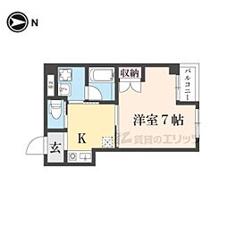 サンモールコート九条 2階1Kの間取り