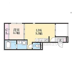 Ｓｍａｒｔ　Ｔｒｅｅ　伏見 1階1LDKの間取り