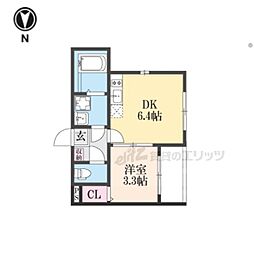 京都地下鉄東西線 東野駅 徒歩8分の賃貸アパート 1階1DKの間取り