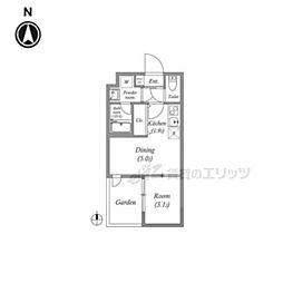 VINA山科WEST 1階1DKの間取り