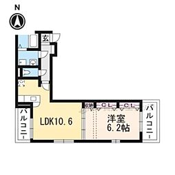 ボヌール・シャンブルV 3階1LDKの間取り