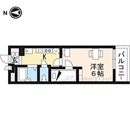 レオパレスファーデン西金ヶ崎 2階1Kの間取り