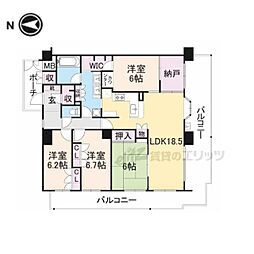 近鉄京都線 伊勢田駅 徒歩8分の賃貸マンション 4階4LDKの間取り