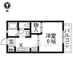 近鉄京都線 近鉄丹波橋駅 徒歩5分の賃貸アパート 2階1Kの間取り