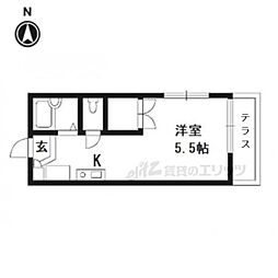 レオパレス音羽沢 1階ワンルームの間取り