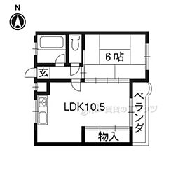 JR東海道・山陽本線 山科駅 徒歩26分の賃貸マンション 3階1LDKの間取り
