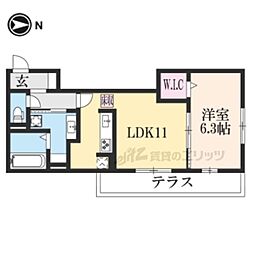 アデウ　ドゥーエ 1階1LDKの間取り