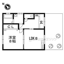 JR奈良線 木幡駅 徒歩7分の賃貸一戸建て 1階1LDKの間取り