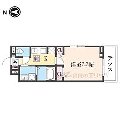 アビィ ロード 1Kの間取図画像
