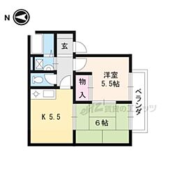 レグルス醍醐 2階2DKの間取り