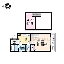 Ｗｉｎｓ　Ｃｏｕｒｔ山科東野 2階1Kの間取り