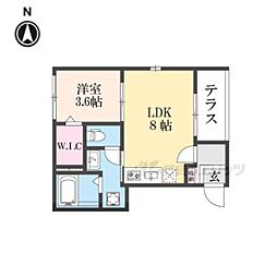 京都地下鉄東西線 椥辻駅 徒歩7分の賃貸アパート 1階1LDKの間取り