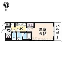 京都市営烏丸線 十条駅 徒歩5分の賃貸マンション 7階1Kの間取り