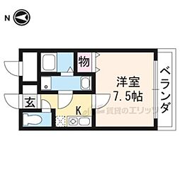 ＬＡＣＡＳＡ山科 3階1Kの間取り