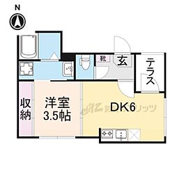 GRACEHILL R&K 1階1DKの間取り