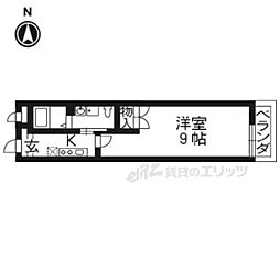ラナキュラス椥辻 1階1Kの間取り