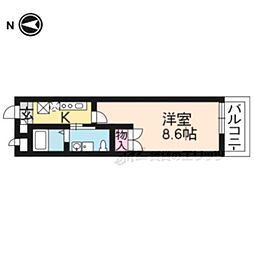 京都地下鉄東西線 椥辻駅 徒歩3分の賃貸マンション 2階1Kの間取り