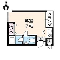 レッドボールコート上鳥羽 3階ワンルームの間取り