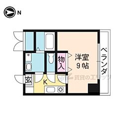 ＬＡＣＡＳＡ山科 2階1Kの間取り