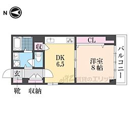 グリーンハウス七条 2階1DKの間取り