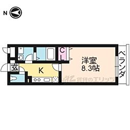 シェルフェリス 2階1Kの間取り