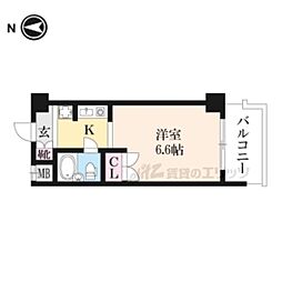 エリッツ10 6階1Kの間取り