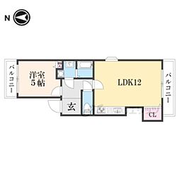 グリシーヌ京町 3階1LDKの間取り