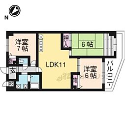 エーデル音羽 1階3LDKの間取り