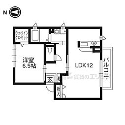 近鉄京都線 久津川駅 徒歩9分の賃貸アパート 2階1LDKの間取り