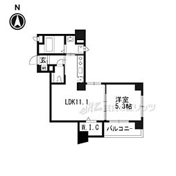 京都市営烏丸線 十条駅 徒歩2分の賃貸マンション 3階1LDKの間取り
