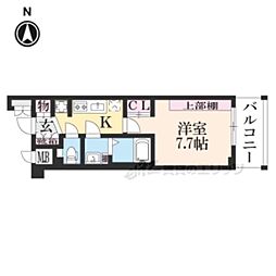 ソルテラス京都洛南 2階1Kの間取り