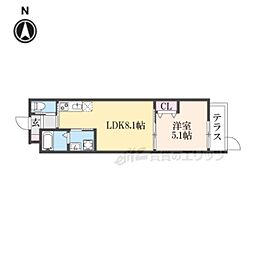京都地下鉄東西線 椥辻駅 徒歩9分の賃貸アパート 1階1LDKの間取り