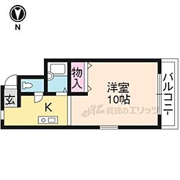 京阪本線 藤森駅 徒歩12分の賃貸マンション 1階1Kの間取り