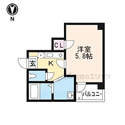 京阪本線 東福寺駅 徒歩3分の賃貸マンション 3階1Kの間取り
