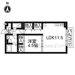 シューペリア 1階1LDKの間取り