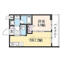 京都地下鉄東西線 東野駅 徒歩15分の賃貸アパート 2階1DKの間取り