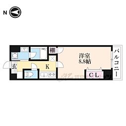 JR東海道・山陽本線 山科駅 徒歩21分の賃貸マンション 3階1Kの間取り