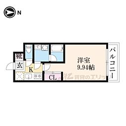 MUSE 3階1Kの間取り