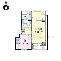 プレミール京都 1LDKの間取図画像