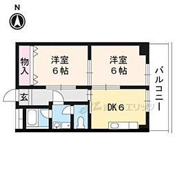 Rose音羽川 2DKの間取図画像