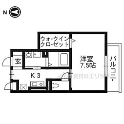 アラン・コート 1Kの間取図画像